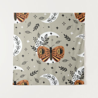 Tenture motif sans soudure avec papillon bohème sur le mo