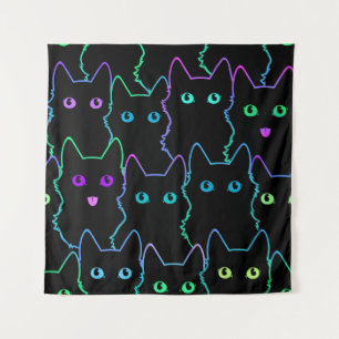 Tenture motif sans soudure de la silhouette du chat mignon