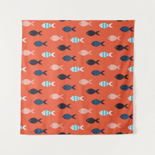 Tenture motif sans soudure de poisson vintage. Plage de po