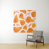 Tenture Motif sans soudure d'été avec poires orange. Fu (En situation (horizontale))