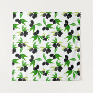Tenture Motif sans soudure Gouache avec branche d'olivier,