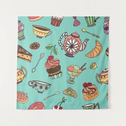 Tenture motif sans soudure vintage avec gâteaux (Devant)