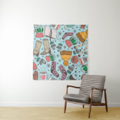 Tenture Motif Sketch Doodle de mode hivernale (En situation)