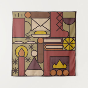 Tenture Motif : soirée cosy. Illustration vintage abstrait