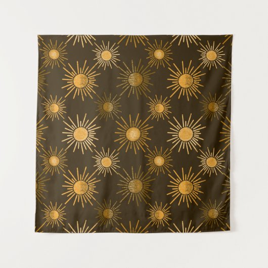 Tenture Motif solaire monochrome boho (Devant)