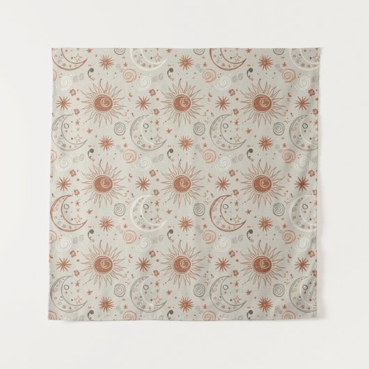 Tenture Motif Soleil et Lune Boho (Devant)