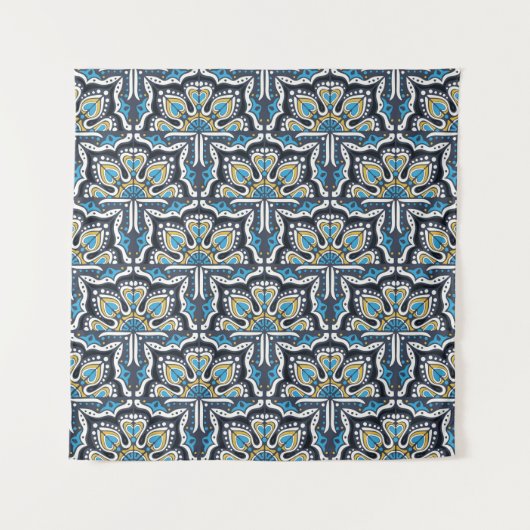 Tenture Motif Talavera. Un patchwork indien. Azulejos port (Devant)