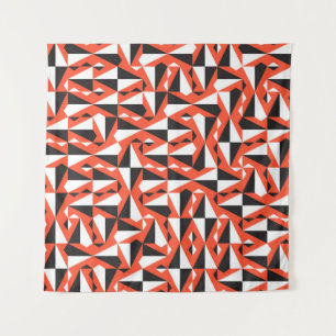 Tenture Motif textile vintage géométrique en rouge,