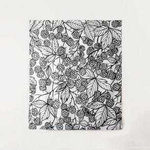 Tenture Motif tiré à la main des framboises