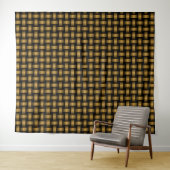 Tenture Motif Tissé Orange Noir (En situation (horizontale))