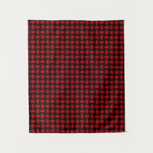 Tenture Motif Tissé Rouge Noir (Devant)