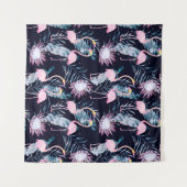Tenture Motif tropical Abstrait avec flamant, protéa, l (Devant (Horizontal))