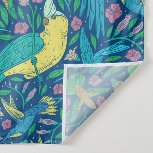 Tenture Motif tropical coloré d'oiseaux exotiques et de fl