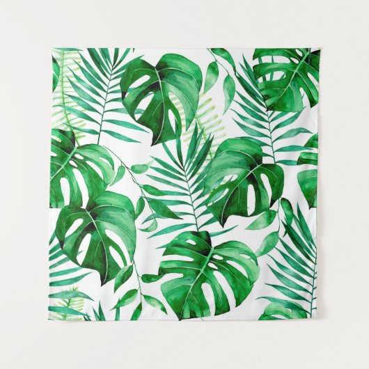 Tenture Motif tropical feuille vert (Devant)