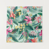 Tenture motif tropical fleuri sans coutures avec hibiscus  (Devant (Horizontal))