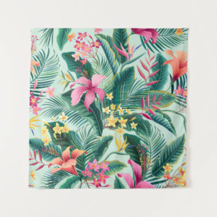 Tenture motif tropical fleuri sans coutures avec hibiscus
