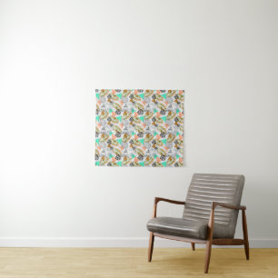 Tenture Motif tropical géométrique abstrait de feuille
