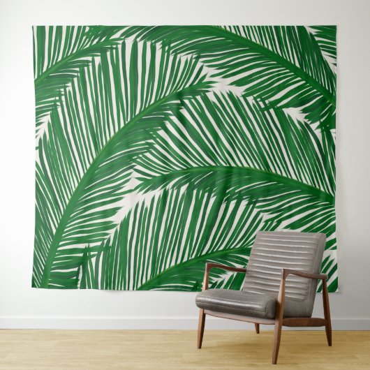 Tenture Motif tropical moderne vert Palm Leaf (En situation (horizontale))