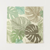 Tenture Motif Tropical Monstera Retro à main (Devant (Horizontal))
