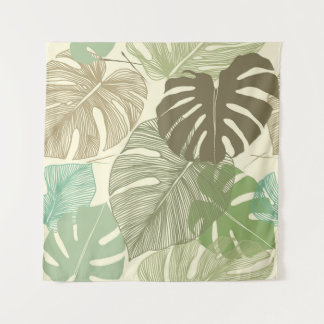 Tenture Motif Tropical Monstera Retro à main