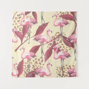 Tenture Motif tropical sans couture avec flamant rose, lea