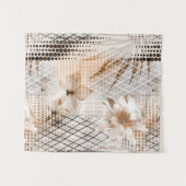 Tenture Motif tropicale grise, beige. (Devant (Horizontal))