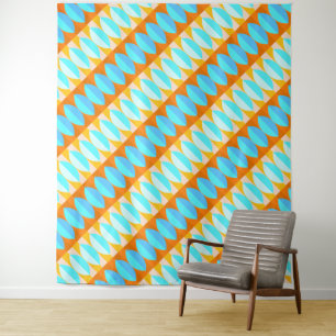 Tenture Motif turquoise bleu orange jaune coloré