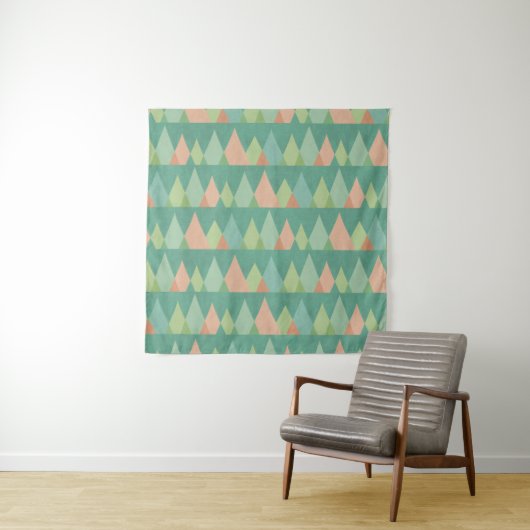 Tenture Motif turquoise de triangle d'étape | de Geo de (En situation (horizontale))