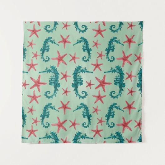 Tenture Motif turquoise d'hippocampe (Devant (Horizontal))