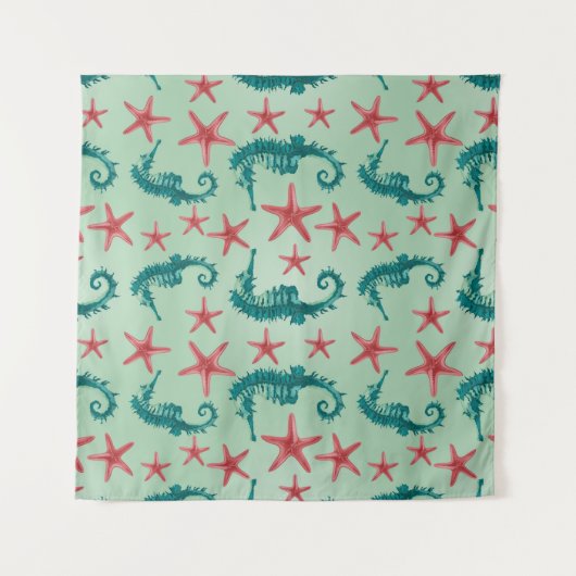 Tenture Motif turquoise d'hippocampe (Devant)