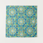 Tenture Motif turquoise jaune Mandala (Devant (Horizontal))