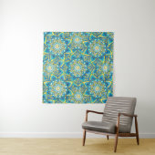 Tenture Motif turquoise jaune Mandala (En situation (horizontale))