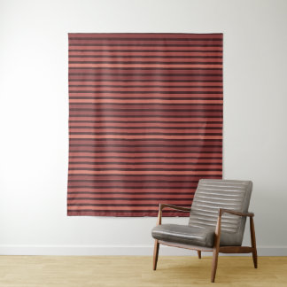 Tenture Motif uni rayé marron rétro