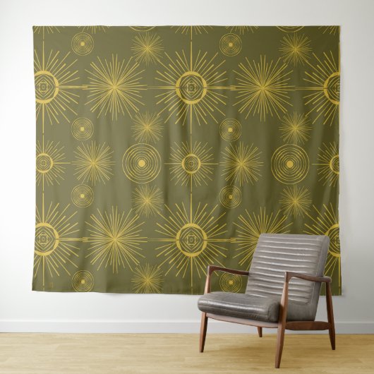 Tenture Motif vert Boho Celestial Sun Stars (En situation (horizontale))