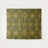 Tenture Motif vert Boho Celestial Sun Stars (Devant (Horizontal))