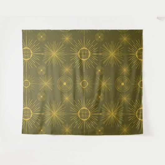Tenture Motif vert Boho Celestial Sun Stars (Devant (Horizontal))
