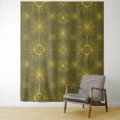 Tenture Motif vert Boho Celestial Sun Stars (En situation)
