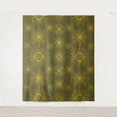 Tenture Motif vert Boho Celestial Sun Stars (Devant)