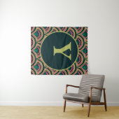 Tenture motif vert en forme de coquillage (En situation (horizontale))