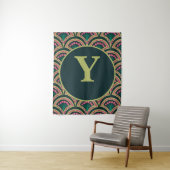 Tenture motif vert en forme de coquillage (En situation)