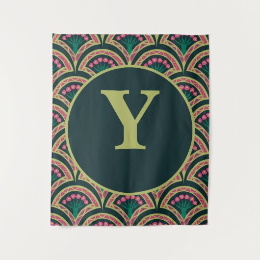 Tenture motif vert en forme de coquillage (Devant)