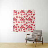 Tenture Motif vintage d'aquarelle de fraise libre (En situation)