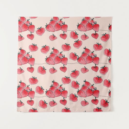 Tenture Motif vintage d'aquarelle de fraise libre (Devant)