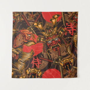 Tenture Motif vintage de style japonais avec samur