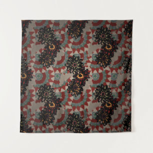 Tenture motif vintage fleuri sans couture. Rouge, beige et