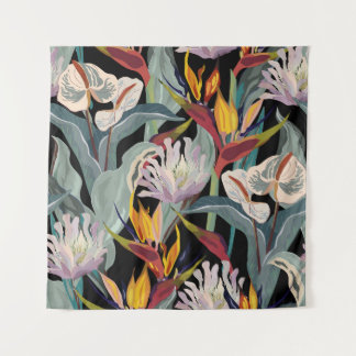 Tenture Motif vintage sans couture d'anthurium et de strel