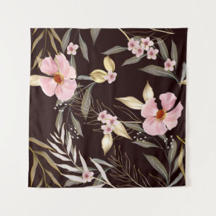 Tenture Motif vintage sans soudure avec feuilles d'or. Exo
