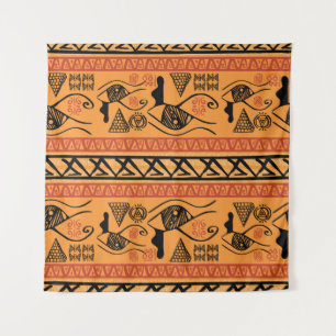 Tenture Motif Vintage Tribal Égyptien À Rayures.