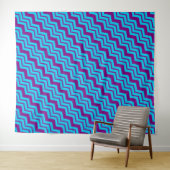 Tenture Motif zigzag chevron violet bleu  (En situation (horizontale))