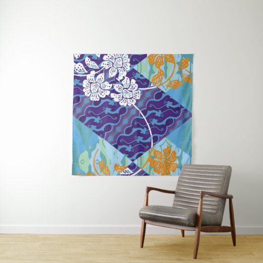 Tenture motifs batik indonésiens avec plan très distinctif (En situation (horizontale))